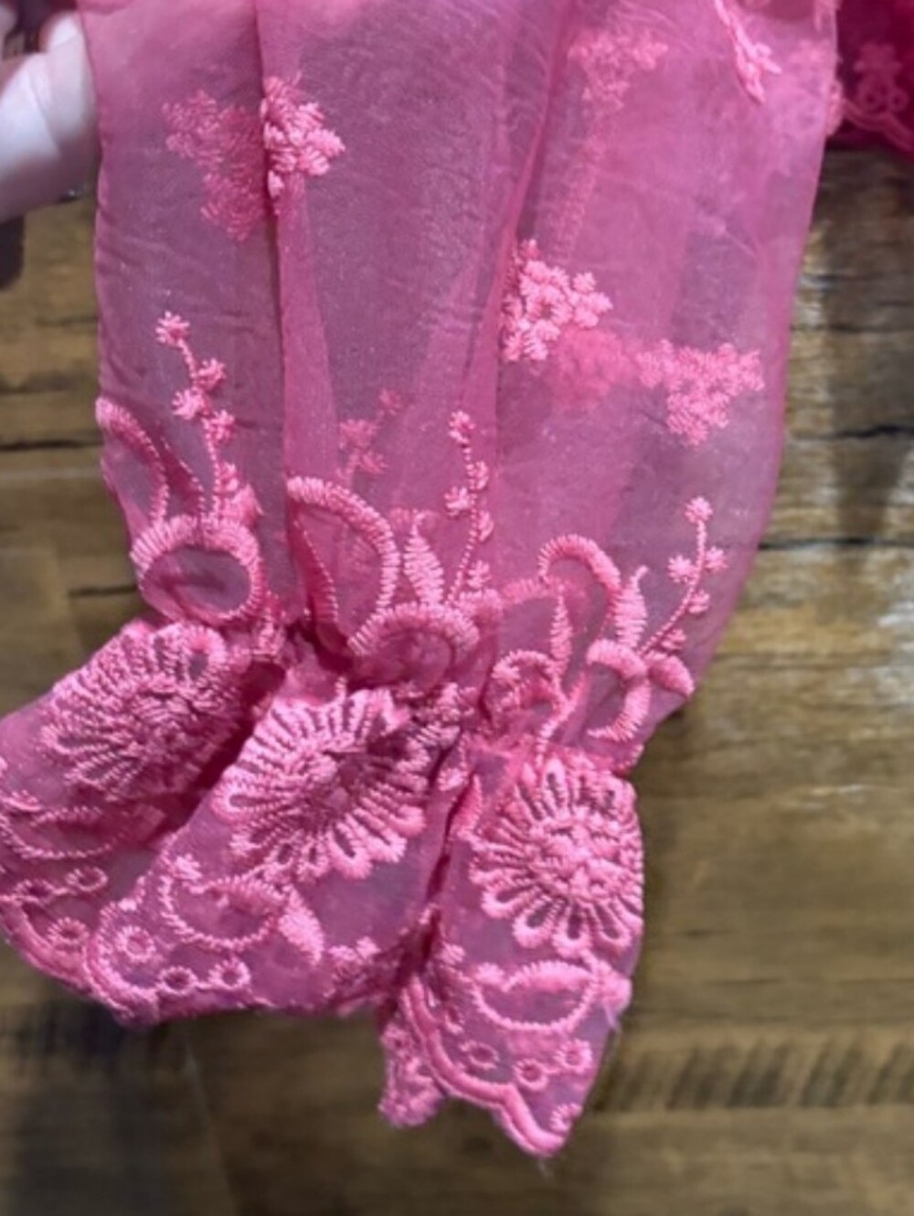 Sheer Embroidered Mesh Blouse in Dusty Rose - Picture 7 of 9